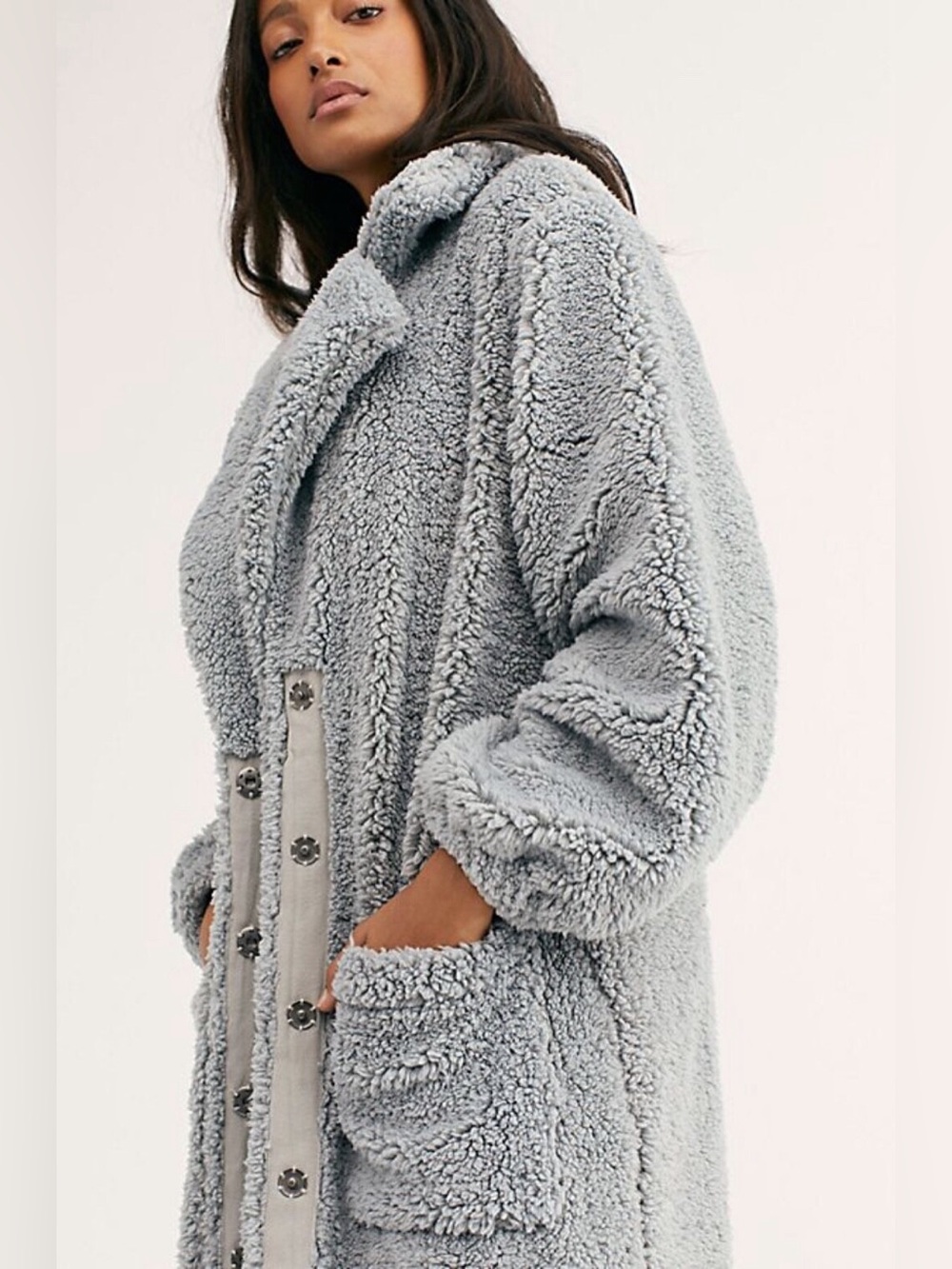 Free people Tessa teddy coat dusty blue